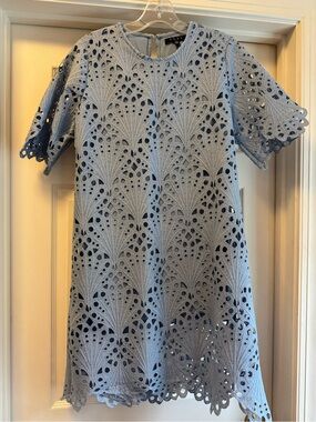 FORE Sky Blue Eyelet Lace Dress